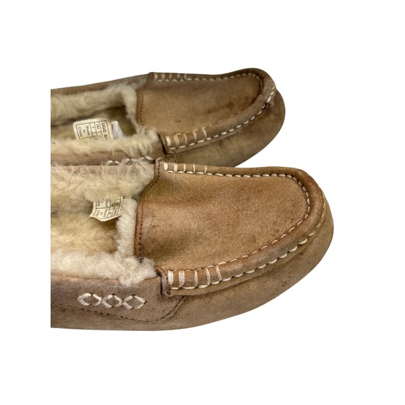 UGG Australia Women's Ansley Tan Suede Leather Moccasin Slippers Size 7 - Picture 1 of 8